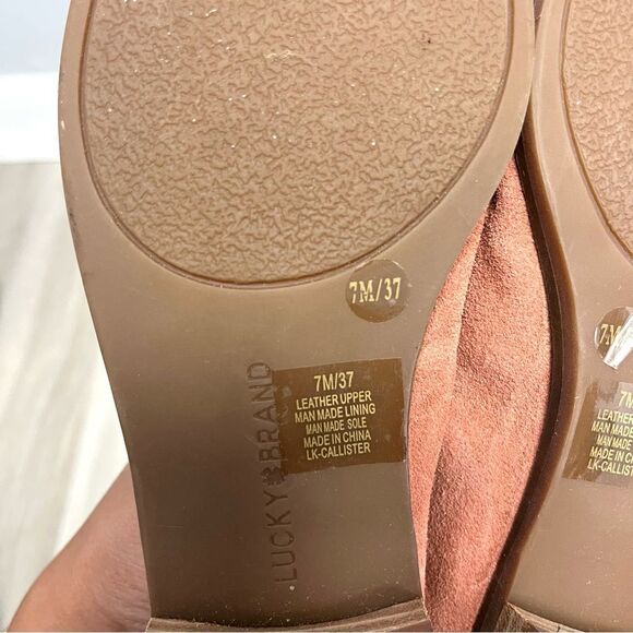 Lucky Brand Flats Women’s 7 Callister Peach Pink Suede Leather Slip On Loafer - Picture 6 of 6